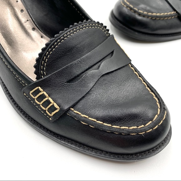 Michelle D Leather Black Heels - Picture 3 of 7